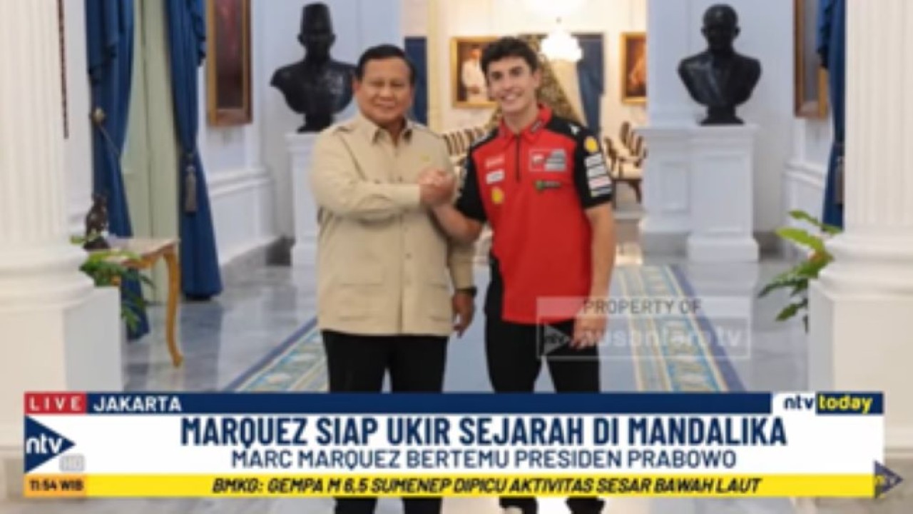 Juara Dunia MotoGP 2025 Marc Marquez Bertemu Presiden Prabowo di Istana ...