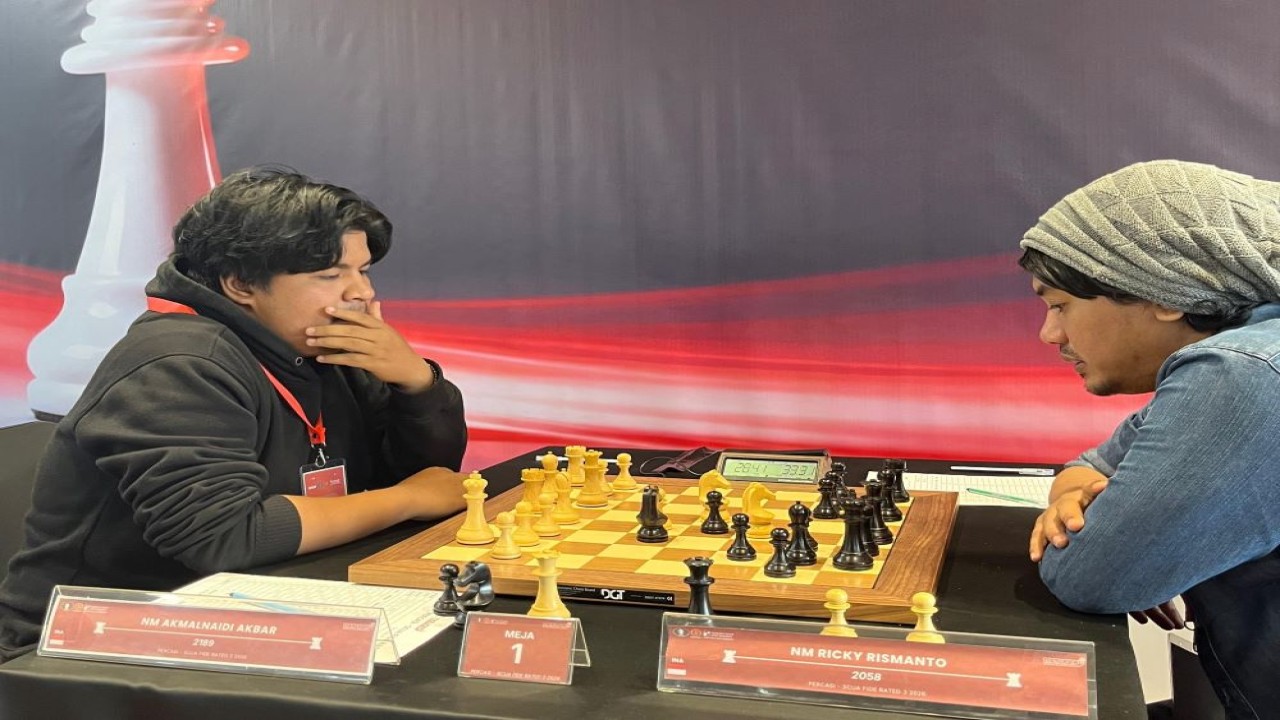 Akmalaidi Akbar vs Ricky Rismanto pada babak ke-4 Percasi-SCUA FIDE Rated 3 Chess Tournament 2026/Foto: Kristianus Liem