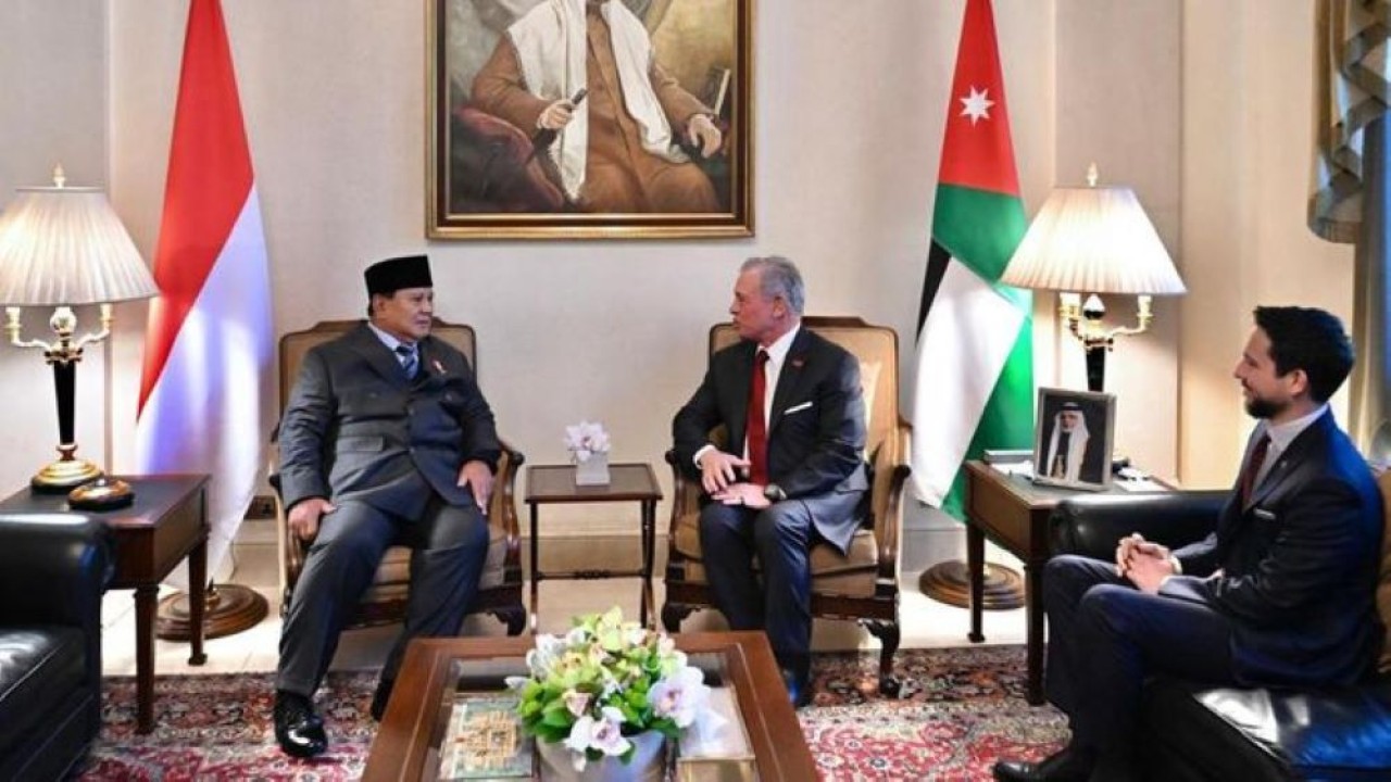 Presiden Republik Indonesia Prabowo Subianto menggelar pertemuan dengan Raja Kerajaan Yordania Hasyimiah, Raja Abdullah II ibn Al Hussein (Sekretariat Presiden)