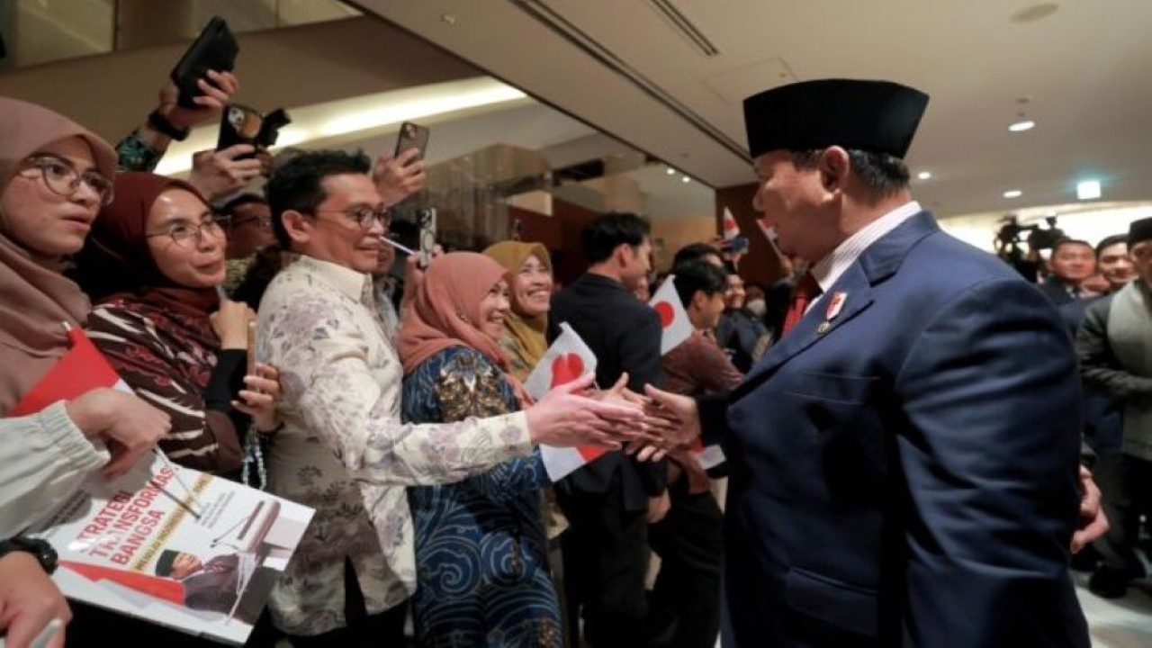 Kedatangan Presiden Prabowo Subianto di Tokyo, Jepang, disambut dengan antusias dan hangat oleh para diaspora Indonesia, Minggu (29/3/2026) malam. (Foto: Dok/Istimewa/Bakom RI)