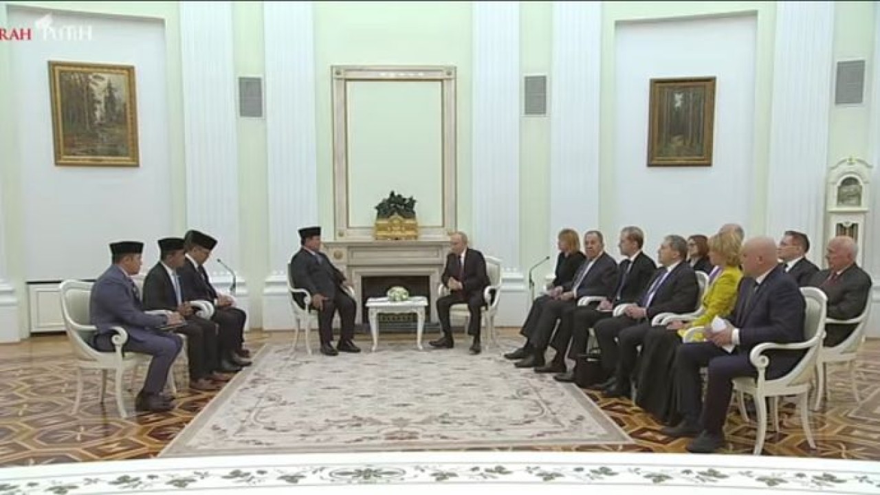 Presiden RI Prabowo Subianto dan Presiden Rusia Vladimir Putin (Tangkapan Layar)