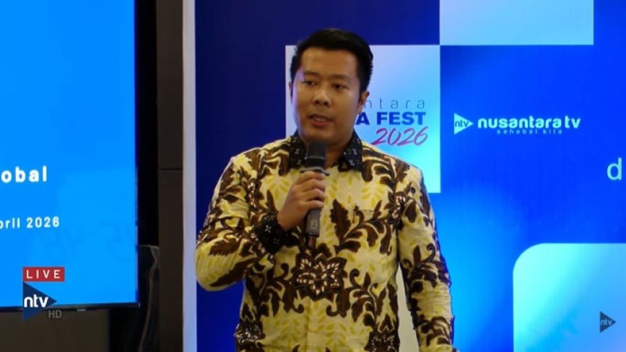 Direktur Utama Nusantara TV, Randy Tampubolon di acara forum diskusi bertajuk “Menjaga Kedaulatan Media Nasional di Tengah Tekanan Perjanjian Dagang Global”. (Tangkap layar Youtube Nusantara TV)