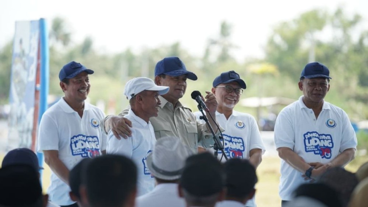 Presiden Prabowo Subianto saat menghadiri panen raya udang di Kebumen, Jawa Tengah, Sabtu, 23 Mei 2026. (Foto: Tangkapan layar)