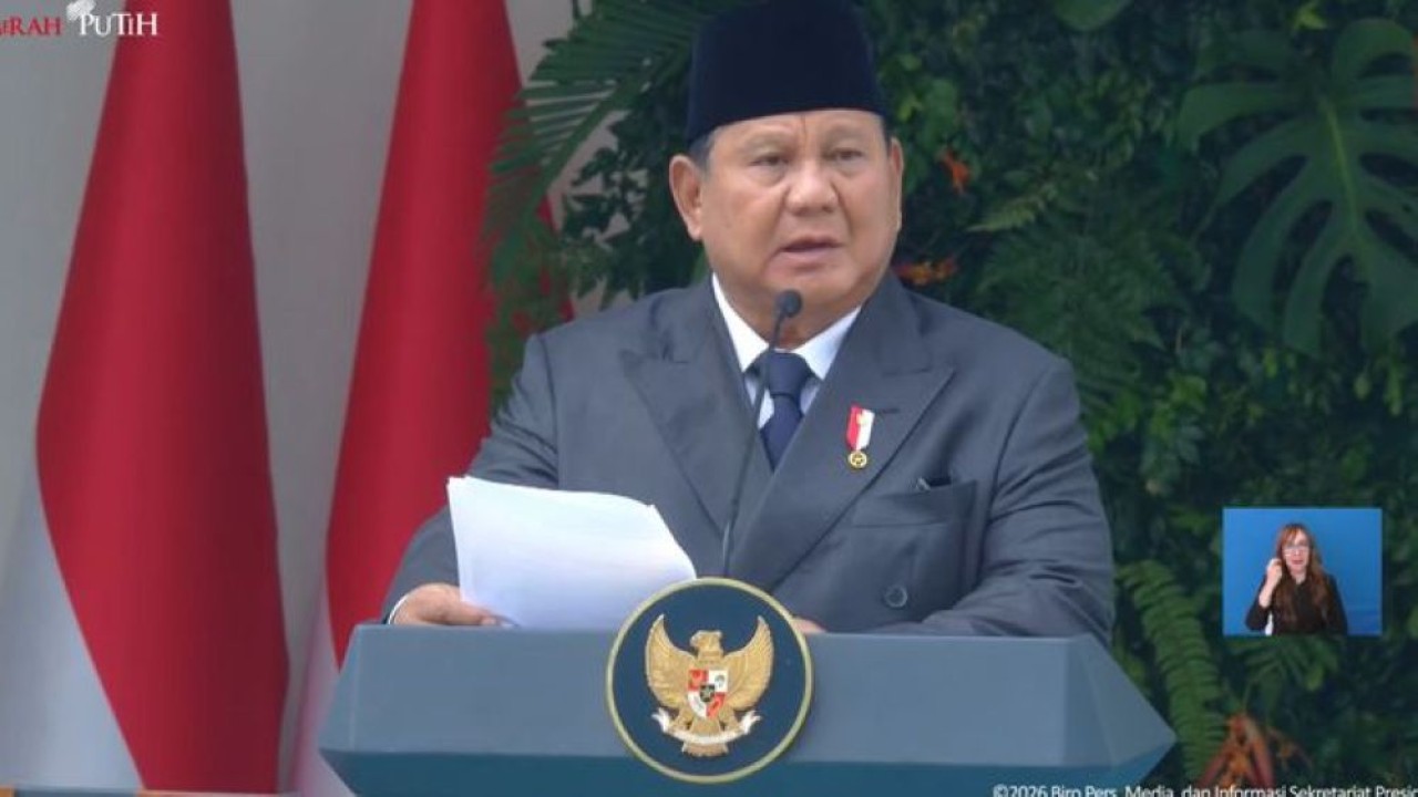 Presiden Prabowo Subianto berpidato di Hari Lahir Pancasila. (Foto: Tangkapan Layar)