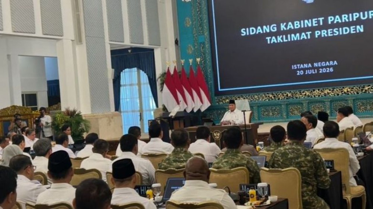 Presiden Prabowo Subianto memimpin Sidang Kabinet Paripurna di Istana Negara, Senin, 20 Juli 2026. (Foto: NTVnews)