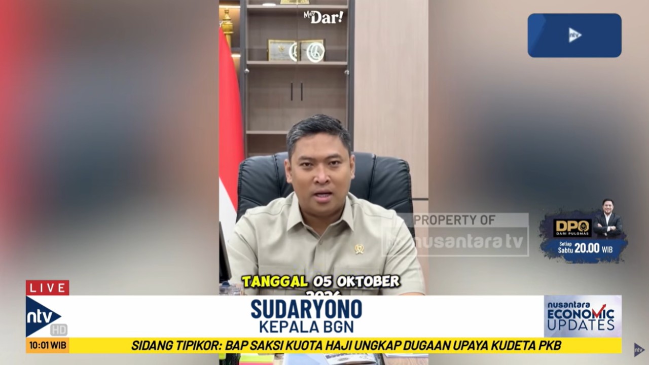 Kepala Badan Gizi Nasional (BGN) Sudaryono mengubah skema insentif bagi Satuan Pelayanan Pemenuhan Gizi (SPPG) dari Rp6 Juta per hari menjadi Rp2.000 per porsi.
