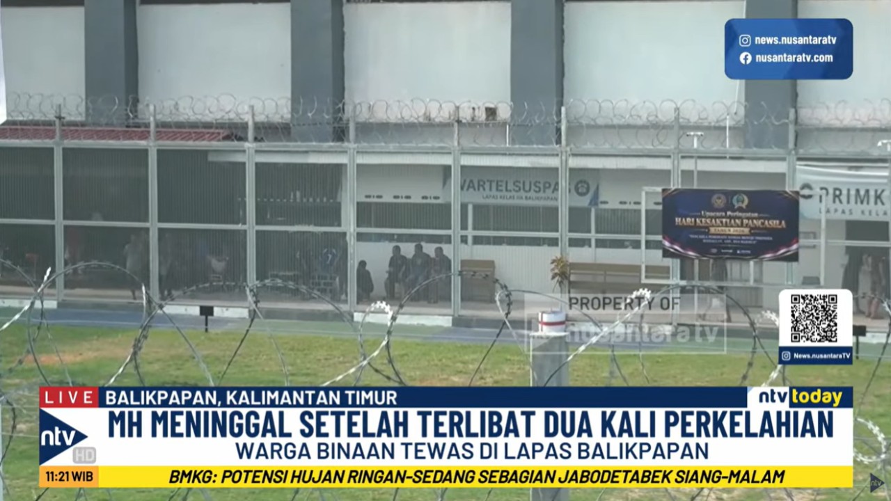 Seorang warga binaan lapas kelas 2A Balikpapan, Kalimantan Timur, tewas setelah terlibat dua kali perkelahian dengan sesama warga binaan.