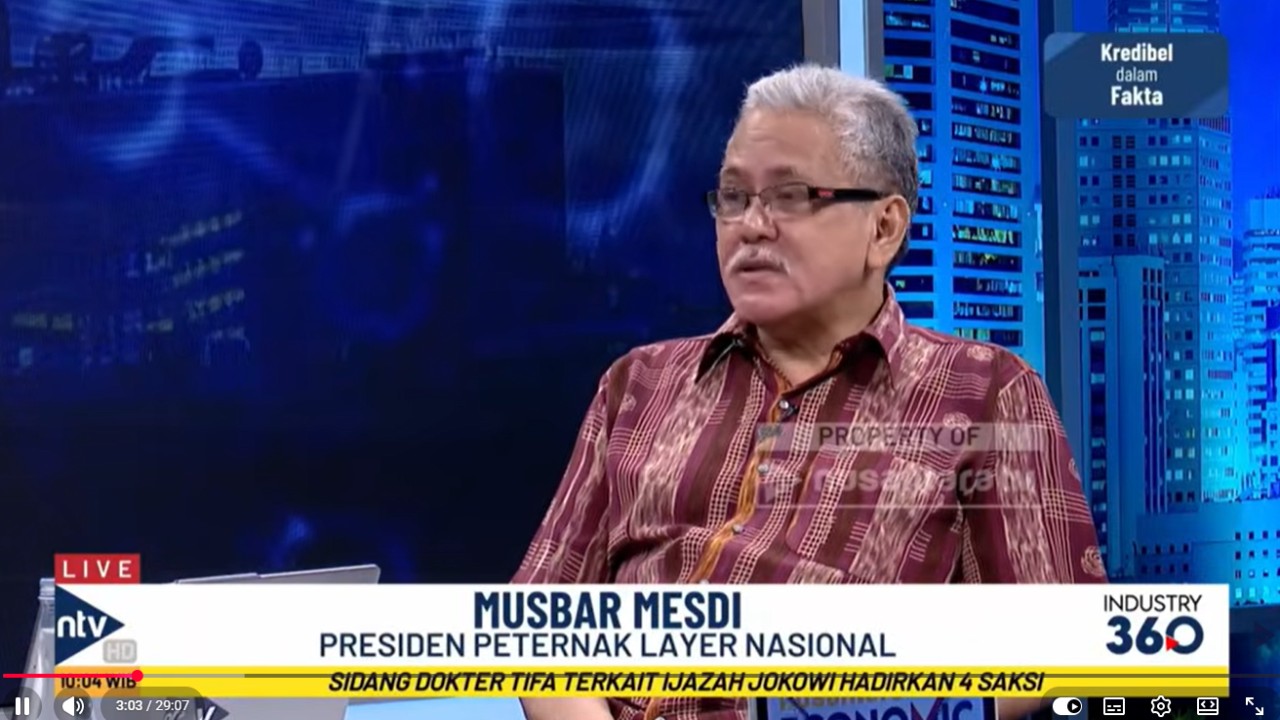Presiden Peternak Layer Nasional, Musbar Mesdi, meminta subsidi Jagung SPHP dibagikan secara merata ke seluruh peternah unggas.