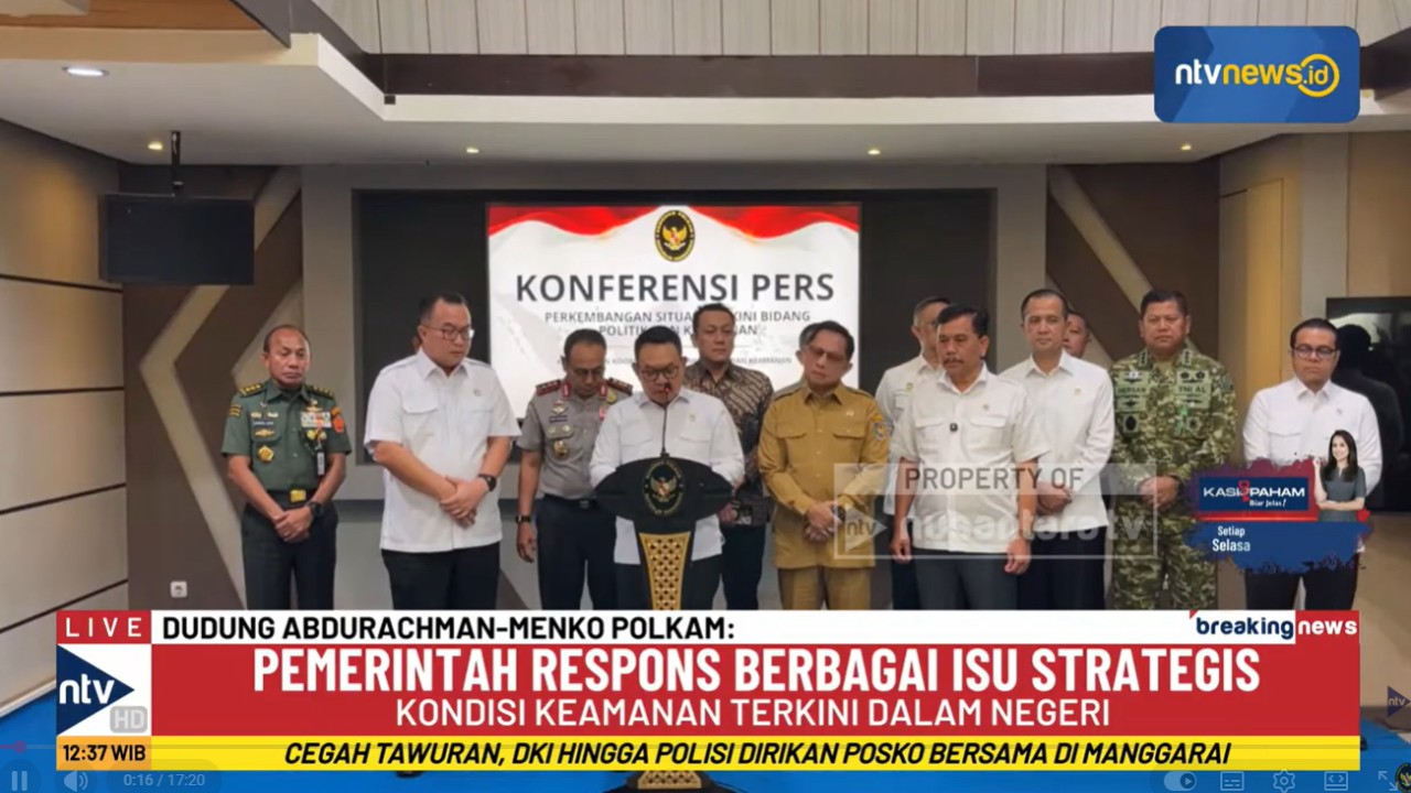 Menteri Koodinator Politik dan Keamanan (Menko Polkam) Dudung Abdurachman menggelar rapat dengan sejumlah menteri membahas sejumlah hal pada Senin (19/10/2026).
